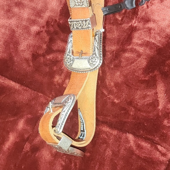 BRAVE REAL LEATHER DOUBLE WESTERN STYLE COGNAC COLOR BELT size 28 main image 5